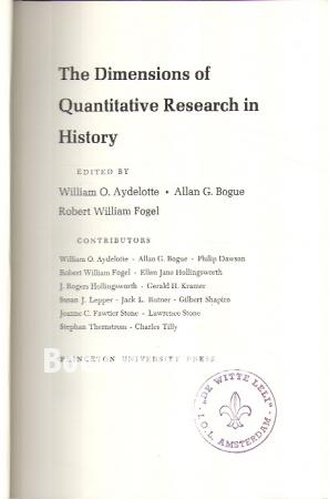 The Dimensions of Quantitative Research in History