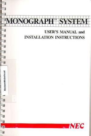 Monograph System User's Manual and Installation Instructions