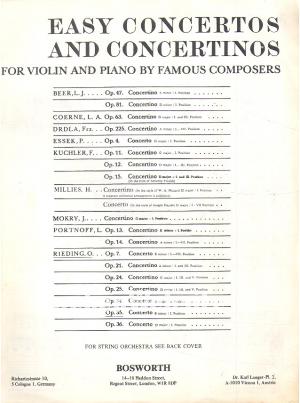 Easy Concertos and Convertinos for Violin and Piano