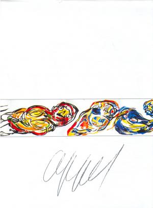 Het glasraam voor de bank