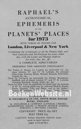 Raphel's Ephemeris Planets Places 1973