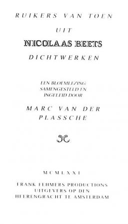 Ruikers van toen uit Nicolaas Beets dichtwerken Ruikers van toen uit Nicolaas Beets dichtwerken