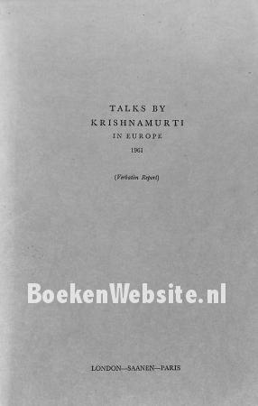 Talks by Krishnamurti in Europe 1961