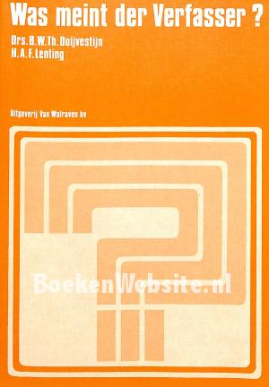 Was meint der Verfasser ? Was meint der Verfasser ?