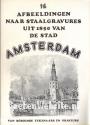 16 Afbeeldingen naar staalgravures uit 1850 van de stad Amsterdam