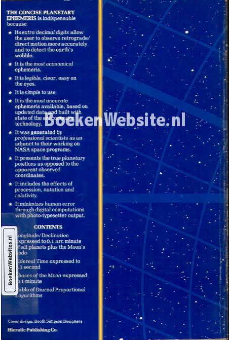 The Concise Planetary Ephemeris for 1950 to 2000 A.D. at Midnight