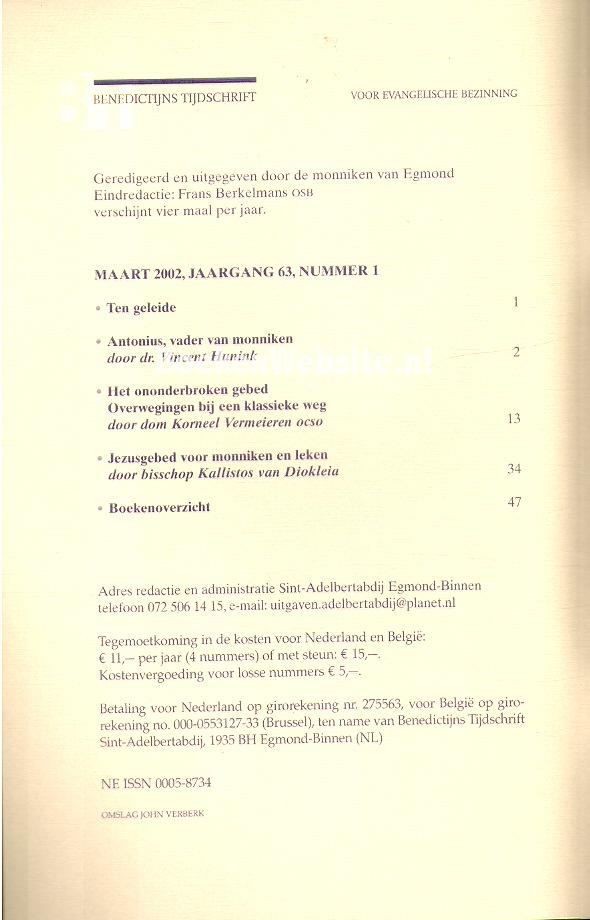 Benedictijns tijdschrift 2002/1