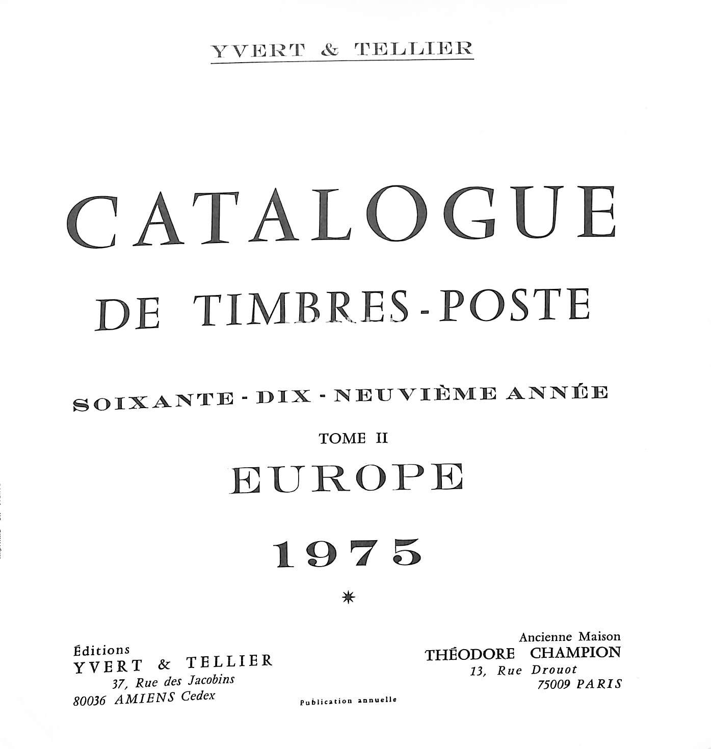 Catalogue Timbre d'Europe 