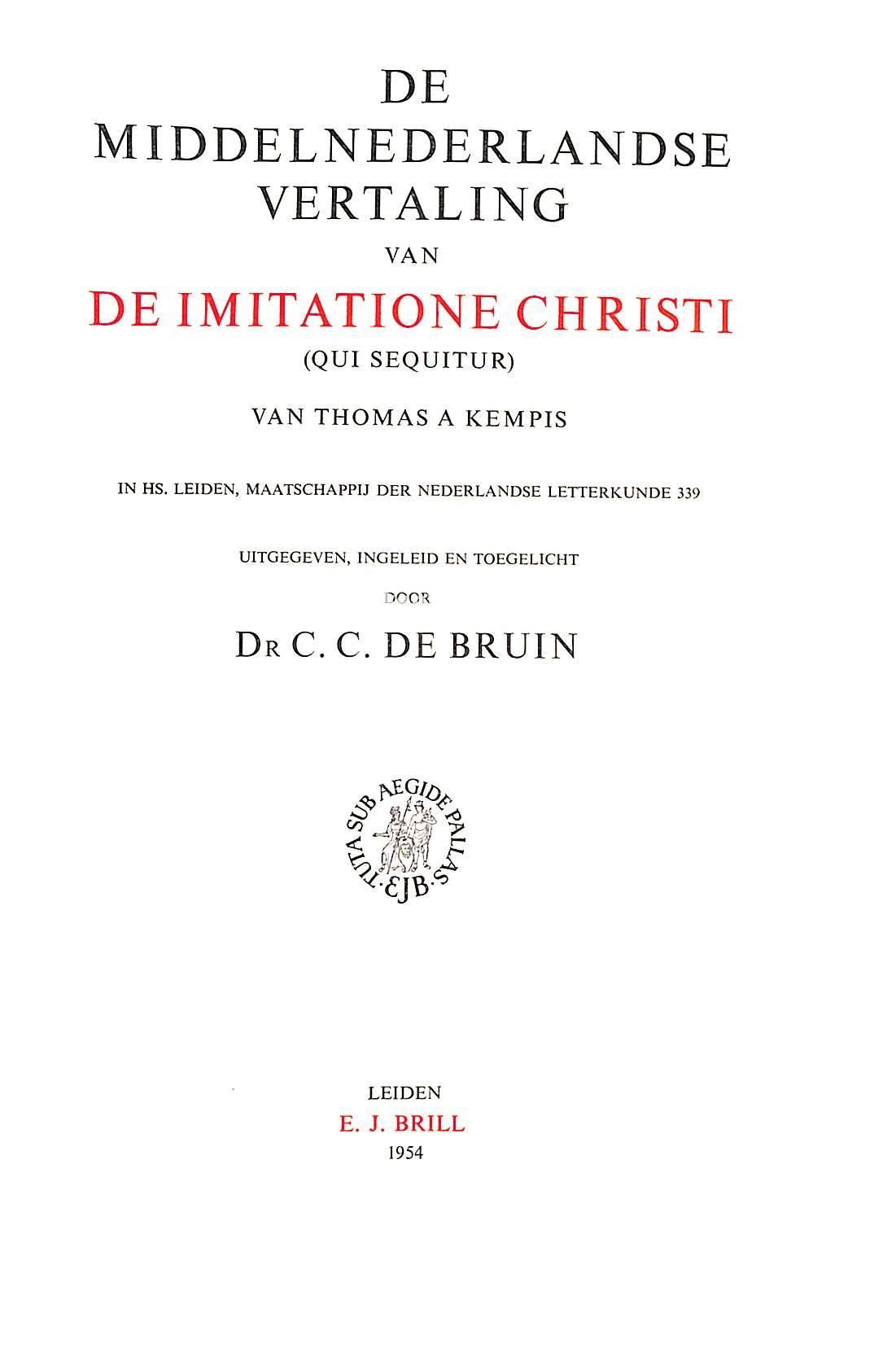 De middelnederlandse vertaling van De imitatione Christi